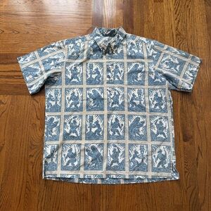 Reyn Spooner Blue and Tan Casual Shirt